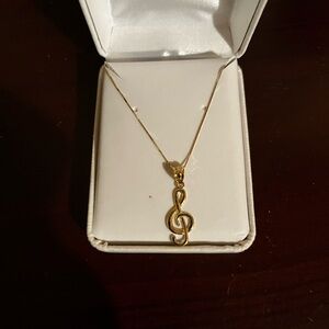 Gold Treble Clef Pendant Necklace